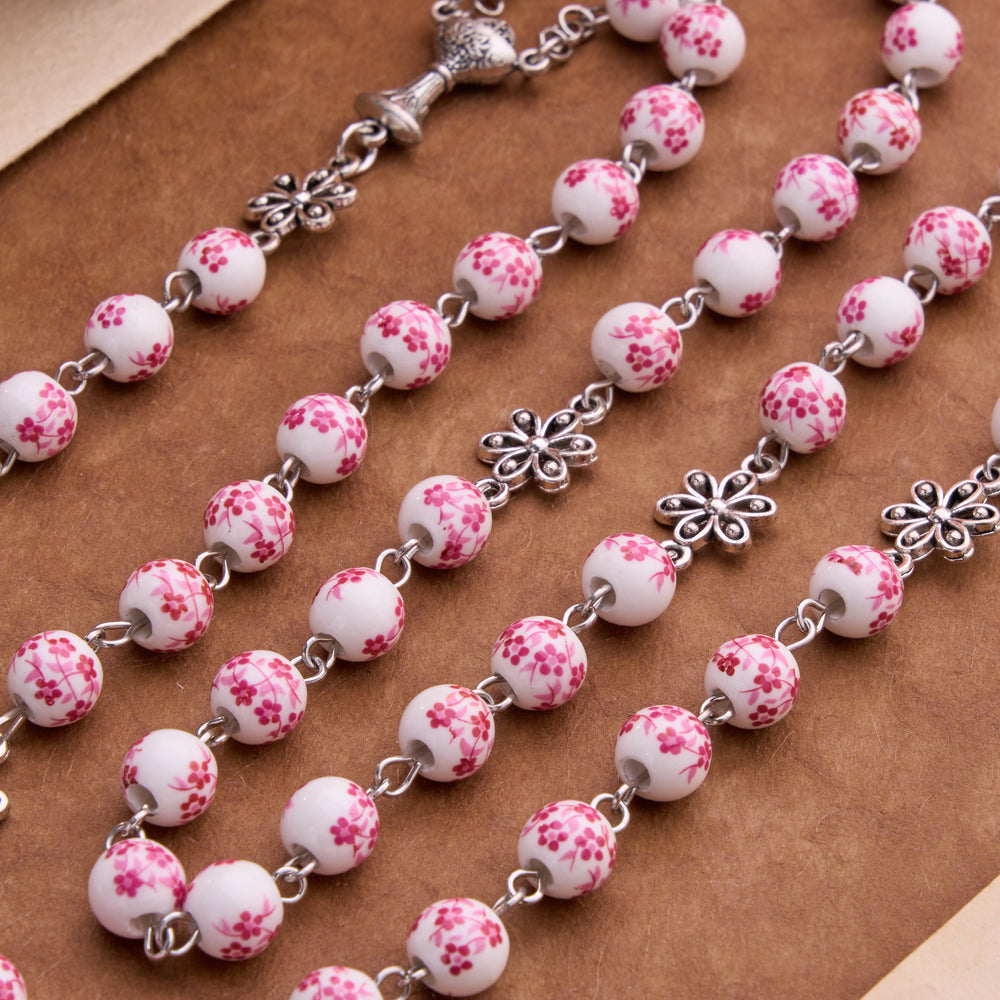 FREE Today: Ceramic Rosary With Jeweled Our Lady Medal: Token of Divine Shelter - image 1