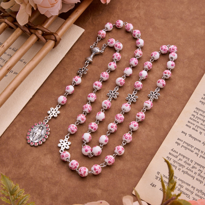 FREE Today: Ceramic Rosary With Jeweled Our Lady Medal: Token of Divine Shelter - Our Lady - image 0