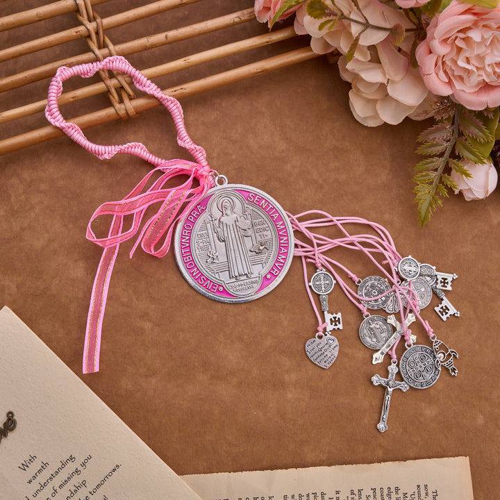 FREE Today: Vintage Tone St. Benedict Car Pendant: Token of Sincere Piety - Pink - image 7