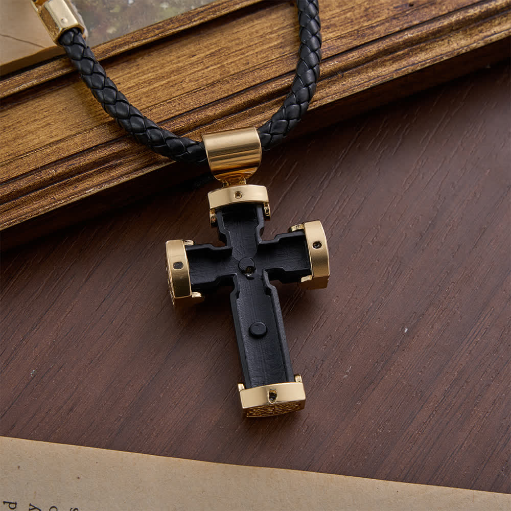 Christianartworkshop Luxury Style Crucifix Jesus Cross Black-gold Alloy Pendant Necklace - image 1