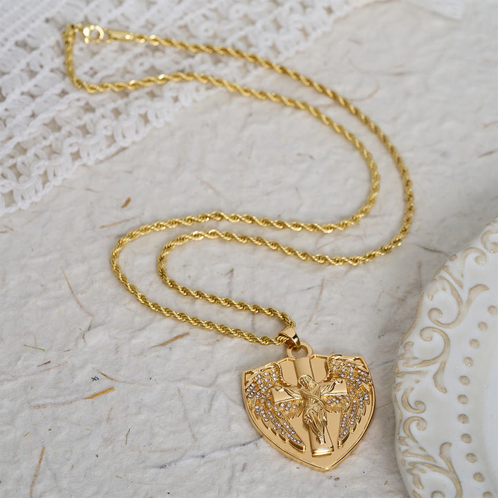 FREE Today: Sparkling Stone Shield Crucifix Pendant Necklace: Token of Divine Comfort - image 2