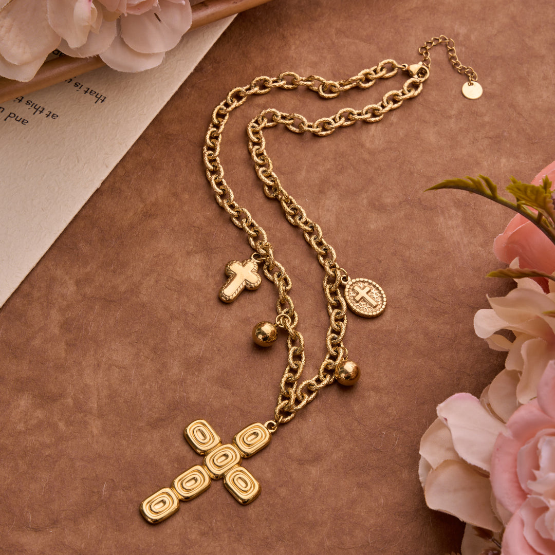 Christianartworkshop Artisan‑Textured Multi‑Dangle Cross Necklace: Badge of Spiritual Aspiration - image 2