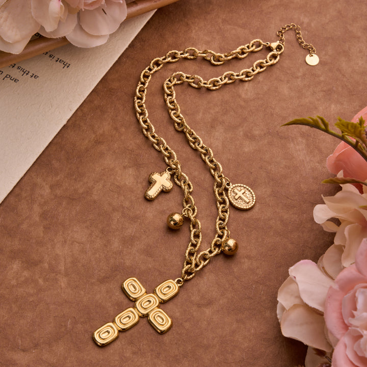 Christianartworkshop Artisan‑Textured Multi‑Dangle Cross Necklace: Badge of Spiritual Aspiration - image 2