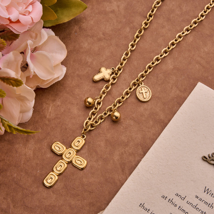 Christianartworkshop Artisan‑Textured Multi‑Dangle Cross Necklace: Badge of Spiritual Aspiration - image 3