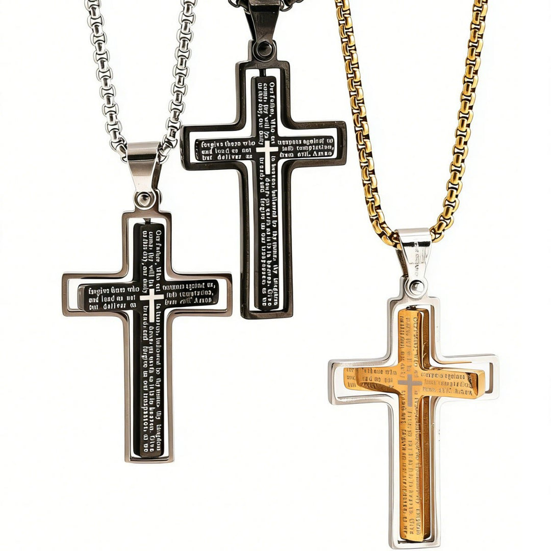Christianartworkshop Deep‑Engraved Scripture Statement Cross Necklace: Symbol of Celestial Blessing - image 2