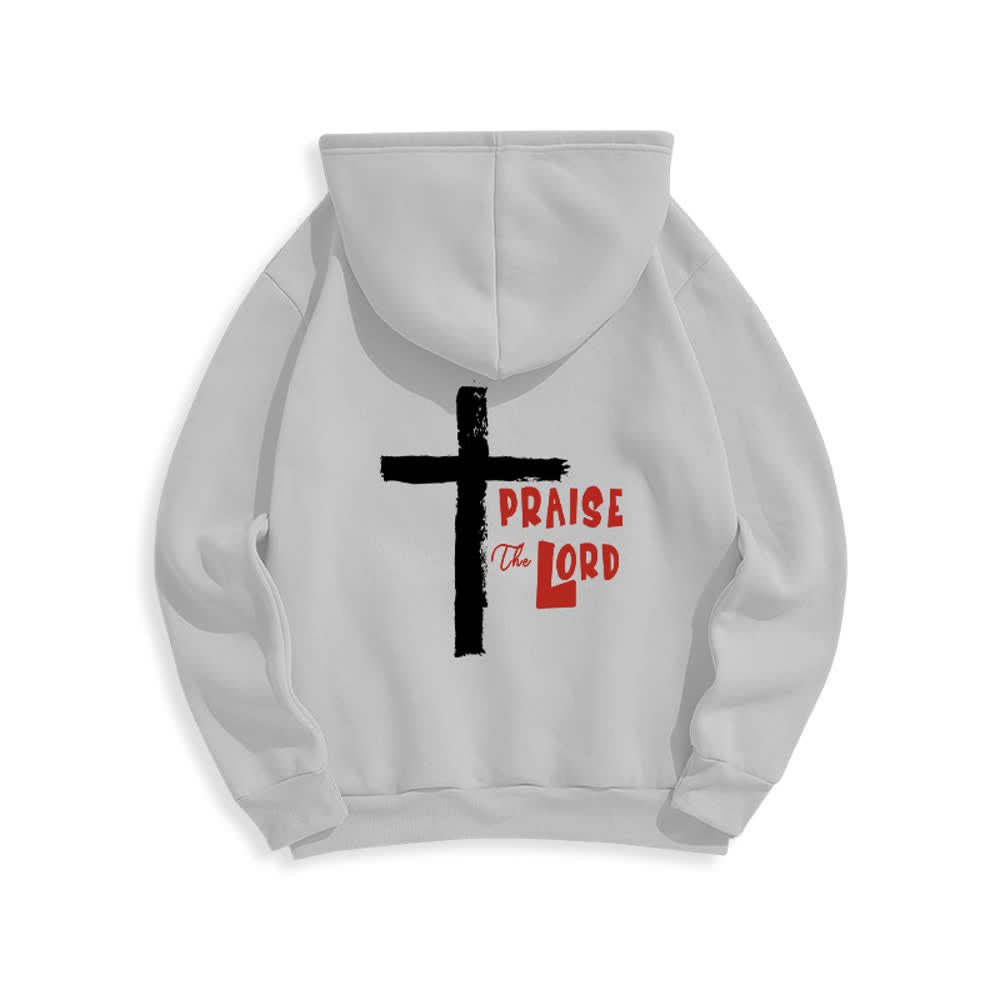 Christianartworkshop Praise The Lord Brush Cross Fleece Lined Pullover Hoodie - image 10