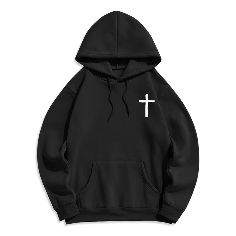 Christianartworkshop Praise The Lord Brush Cross Fleece Lined Pullover Hoodie - image 8