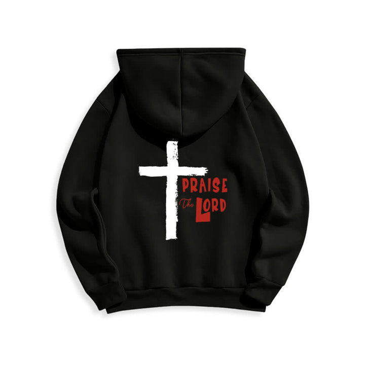 Christianartworkshop Praise The Lord Brush Cross Fleece Lined Pullover Hoodie - image 7