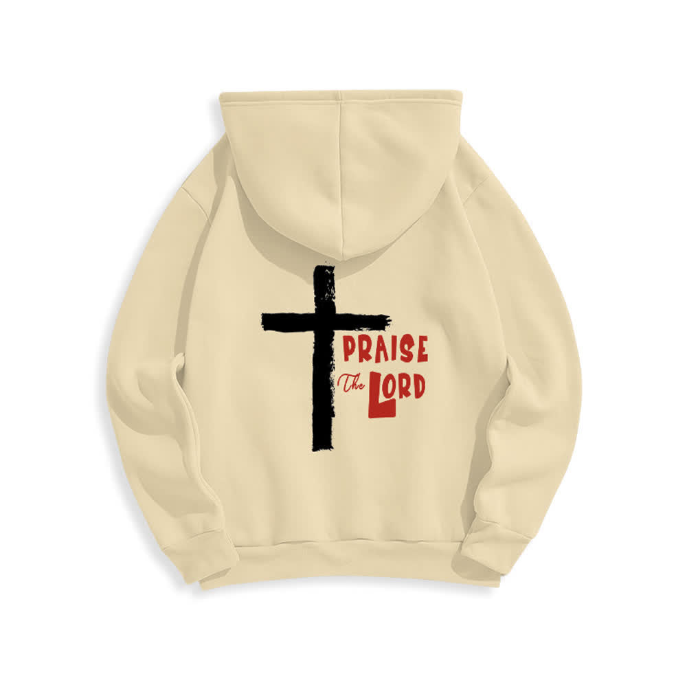 Christianartworkshop Praise The Lord Brush Cross Fleece Lined Pullover Hoodie - image 1