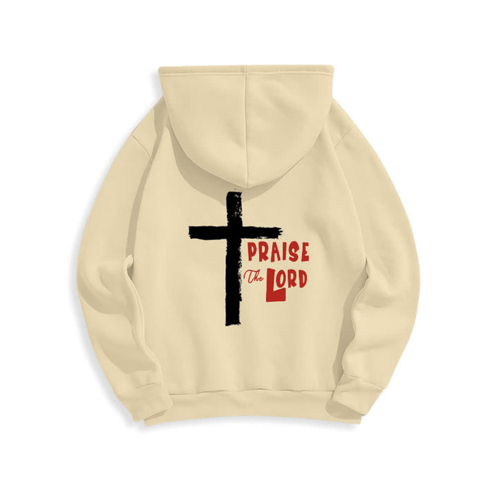 Christianartworkshop Praise The Lord Brush Cross Fleece Lined Pullover Hoodie - image 1