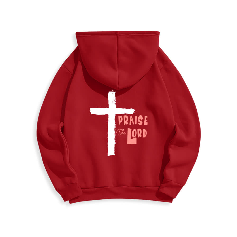 Christianartworkshop Praise The Lord Brush Cross Fleece Lined Pullover Hoodie - image 19