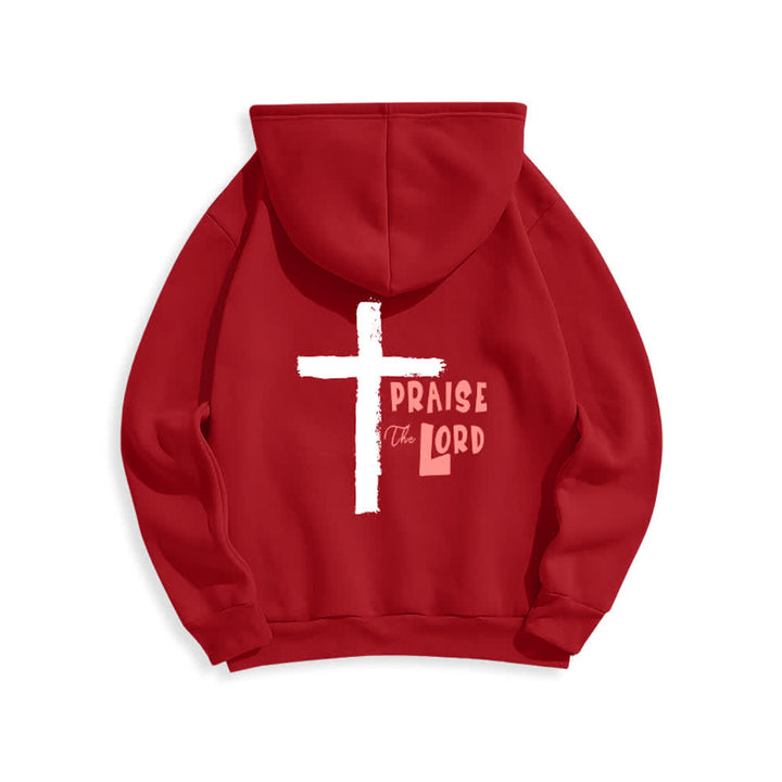 Christianartworkshop Praise The Lord Brush Cross Fleece Lined Pullover Hoodie - image 19
