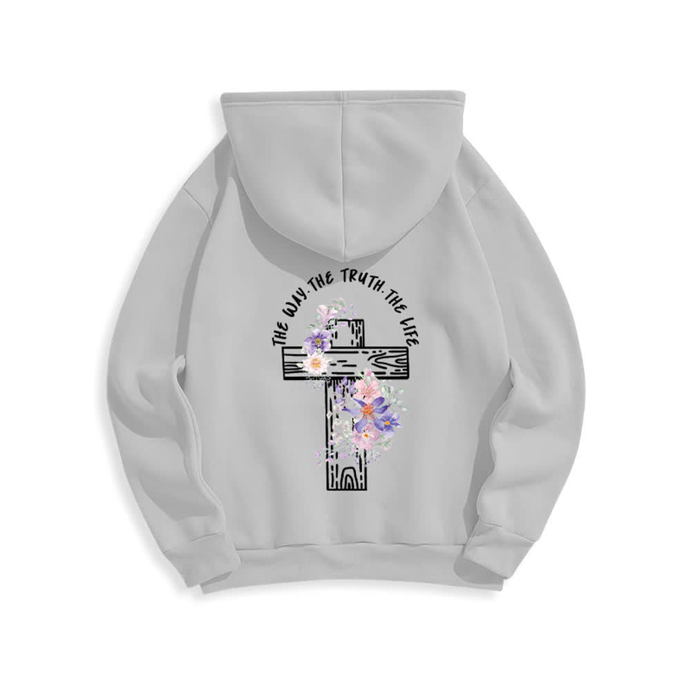 Christianartworkshop The Way The Truth The Life Floral Cross Hoodie - image 1