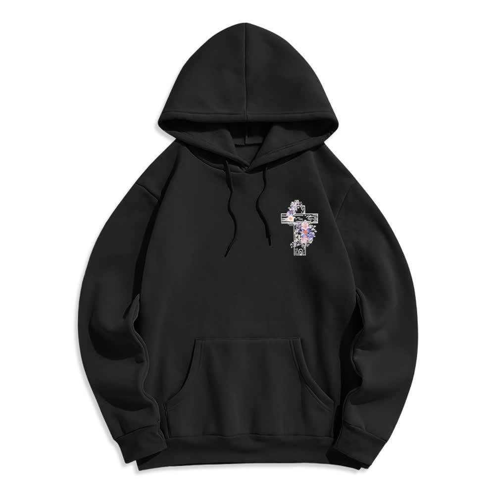 Christianartworkshop The Way The Truth The Life Floral Cross Hoodie - image 8