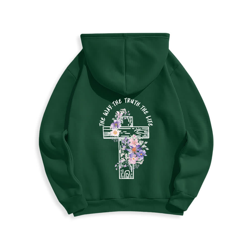 Christianartworkshop The Way The Truth The Life Floral Cross Hoodie - image 22