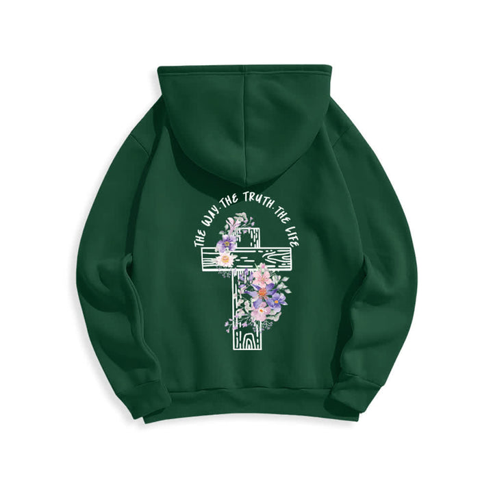 Christianartworkshop The Way The Truth The Life Floral Cross Hoodie - image 22