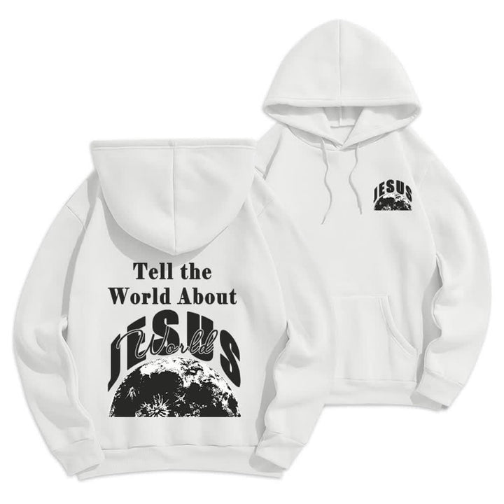 Christianartworkshop Tell The World About Jesus Fleece Lined Pullover Hoodie - White - 2XL - image 3