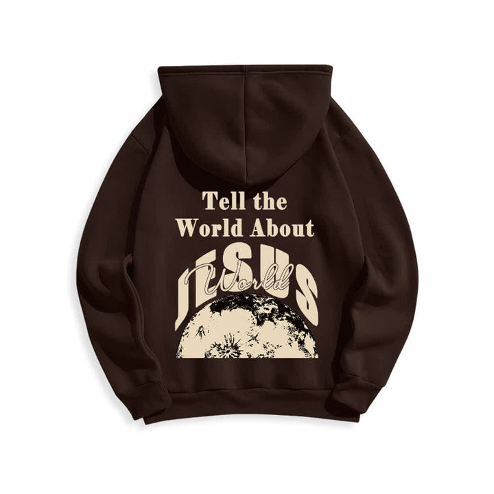 Christianartworkshop Tell The World About Jesus Fleece Lined Pullover Hoodie - Brown - 2XL - image 1