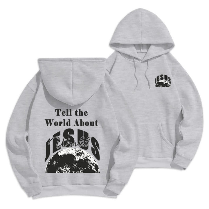 Christianartworkshop Tell The World About Jesus Fleece Lined Pullover Hoodie - Grey - 2XL - image 9