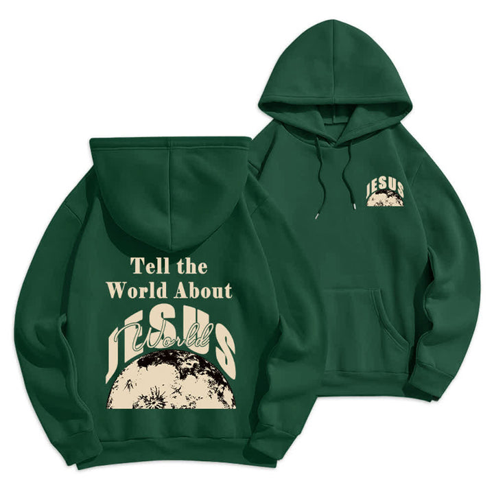 Christianartworkshop Tell The World About Jesus Fleece Lined Pullover Hoodie - Green - 2XL - image 12