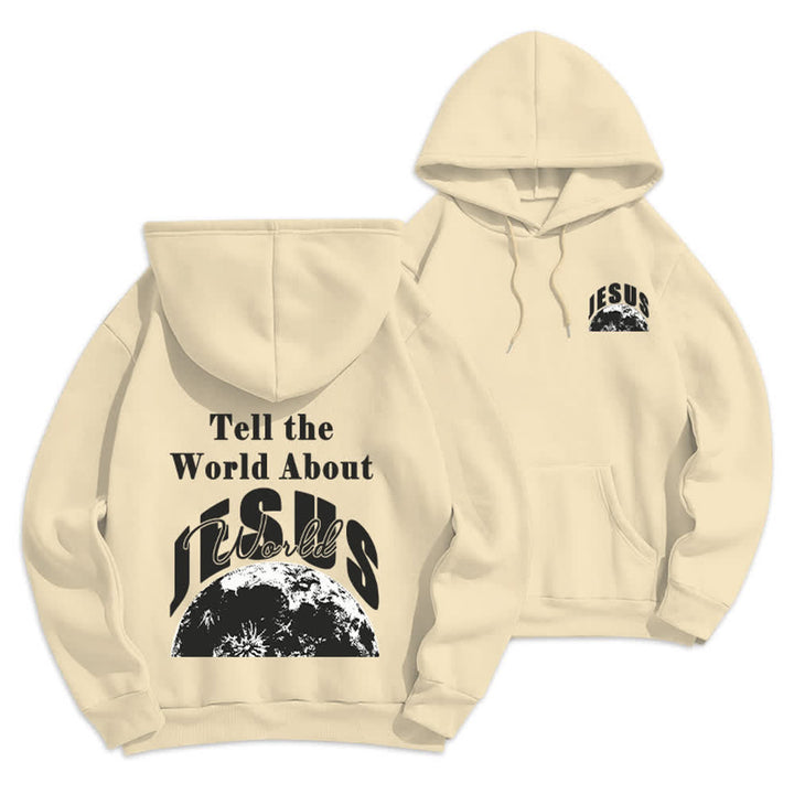 Christianartworkshop Tell The World About Jesus Fleece Lined Pullover Hoodie - Beige - 2XL - image 15