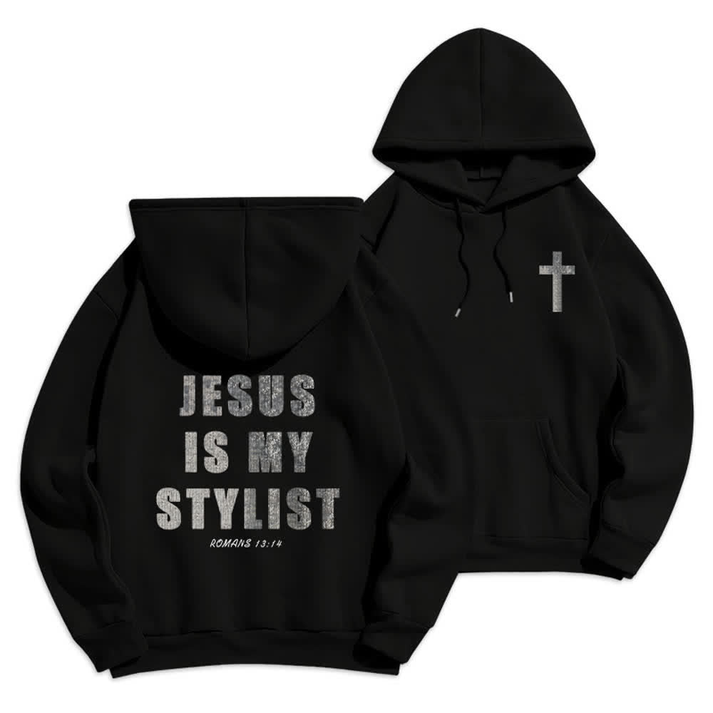 Christianartworkshop Jesus Is My Stylist Romans 13:14 Oversized Pullover Hoodie - Black - 2XL - image 0