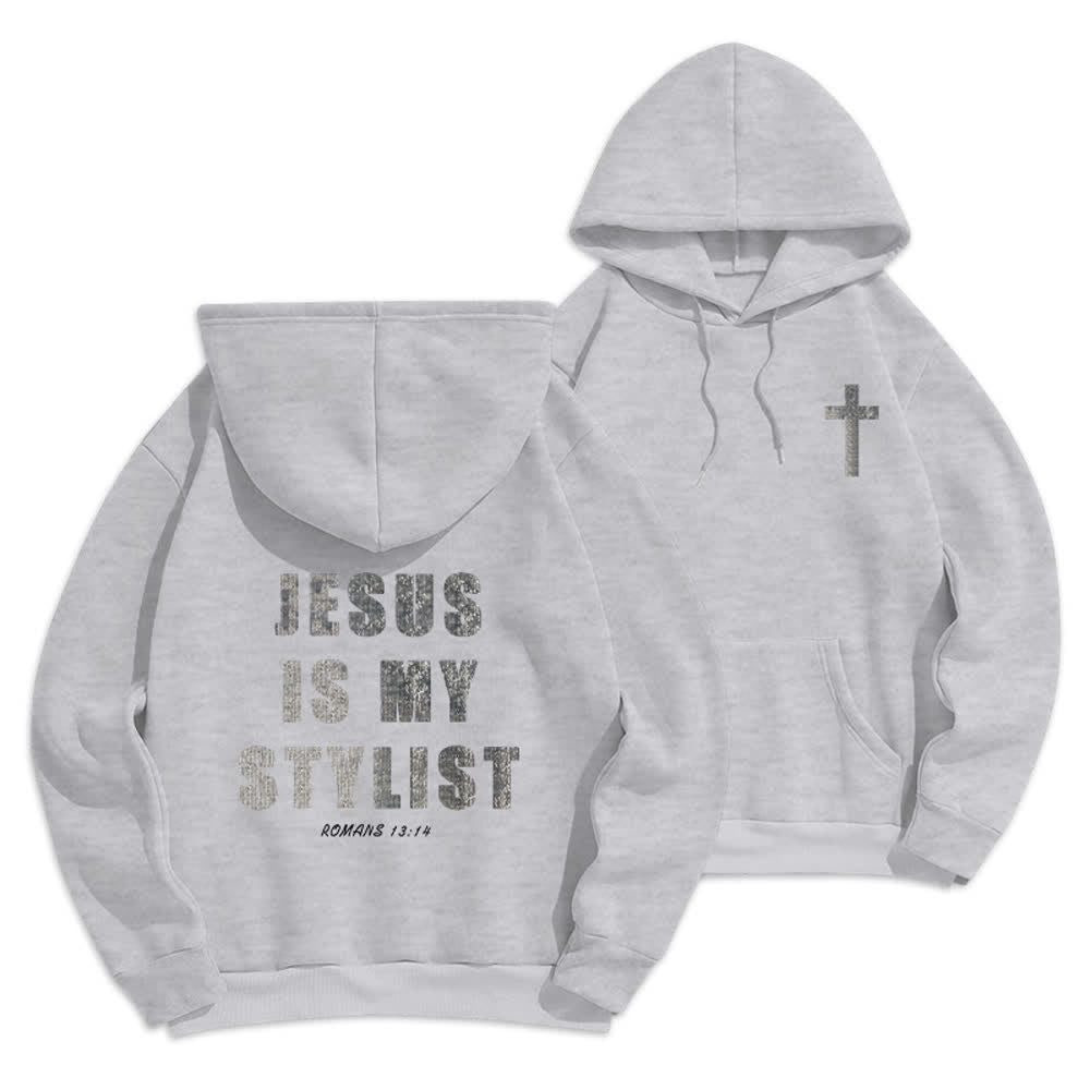 Christianartworkshop Jesus Is My Stylist Romans 13:14 Oversized Pullover Hoodie - Grey - 2XL - image 12