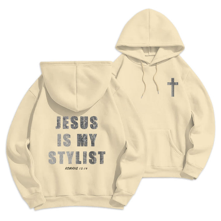 Christianartworkshop Jesus Is My Stylist Romans 13:14 Oversized Pullover Hoodie - Beige - 2XL - image 9