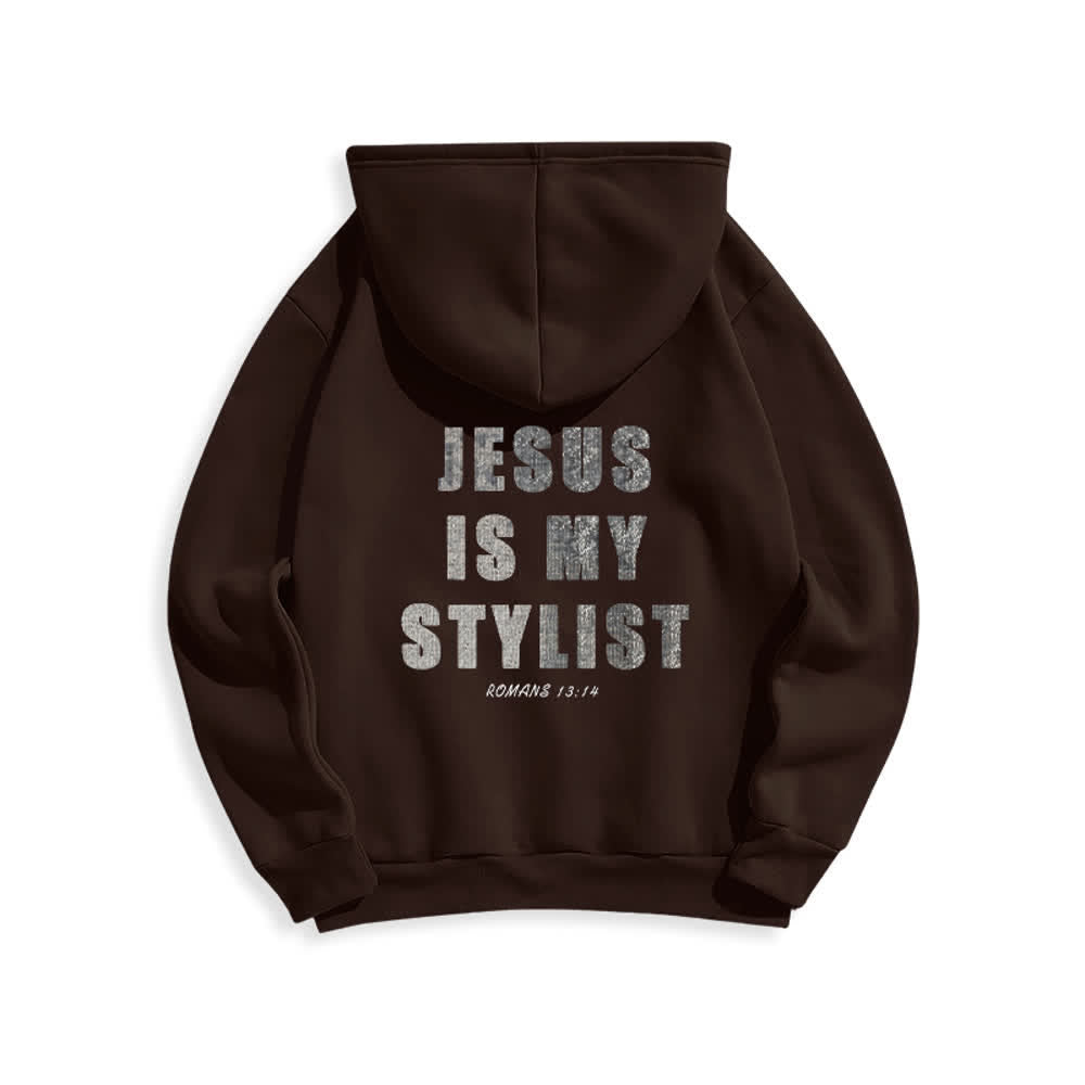 Christianartworkshop Jesus Is My Stylist Romans 13:14 Oversized Pullover Hoodie - Brown - 2XL - image 16