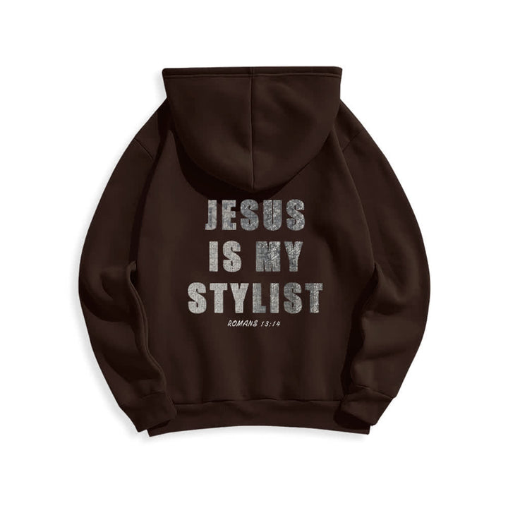 Christianartworkshop Jesus Is My Stylist Romans 13:14 Oversized Pullover Hoodie - Brown - 2XL - image 16