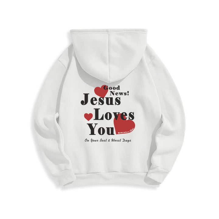 Christianartworkshop Jesus Loves You Good News Fleece Pullover Hoodie - image 7
