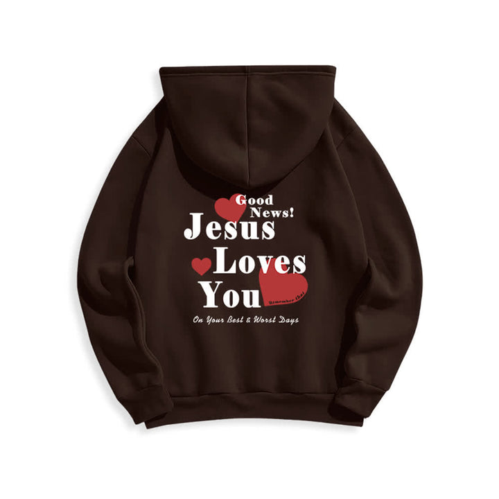 Christianartworkshop Jesus Loves You Good News Fleece Pullover Hoodie - image 16