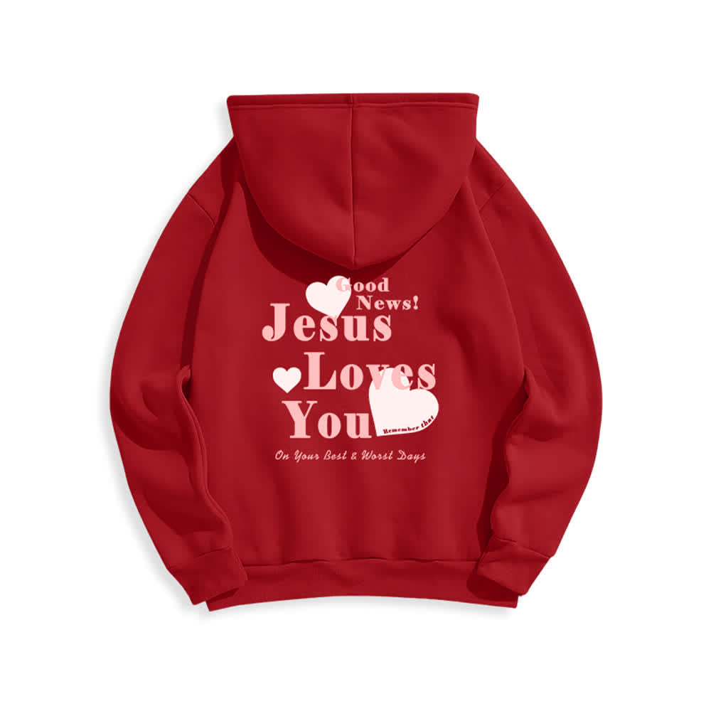 Christianartworkshop Jesus Loves You Good News Fleece Pullover Hoodie - image 22