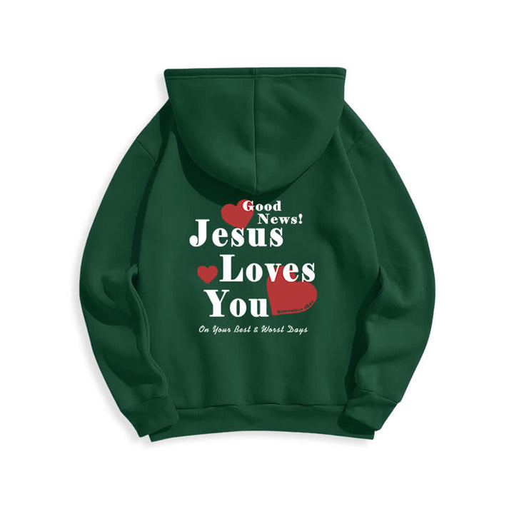 Christianartworkshop Jesus Loves You Good News Fleece Pullover Hoodie - image 19