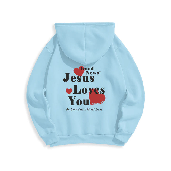 Christianartworkshop Jesus Loves You Good News Fleece Pullover Hoodie - image 4