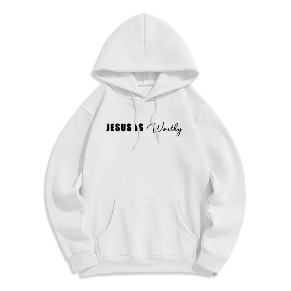 Christianartworkshop Jesus Is Worthy Gold Print Chocolate Brown Pullover Hoodie - image 5