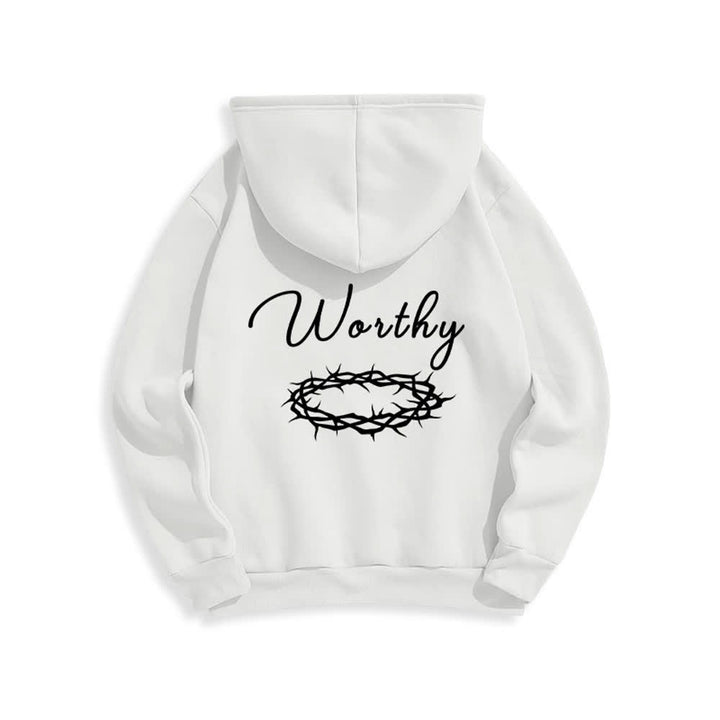 Christianartworkshop Jesus Is Worthy Gold Print Chocolate Brown Pullover Hoodie - image 4