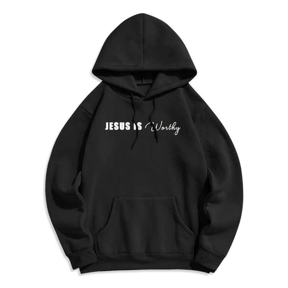 Christianartworkshop Jesus Is Worthy Gold Print Chocolate Brown Pullover Hoodie - image 8