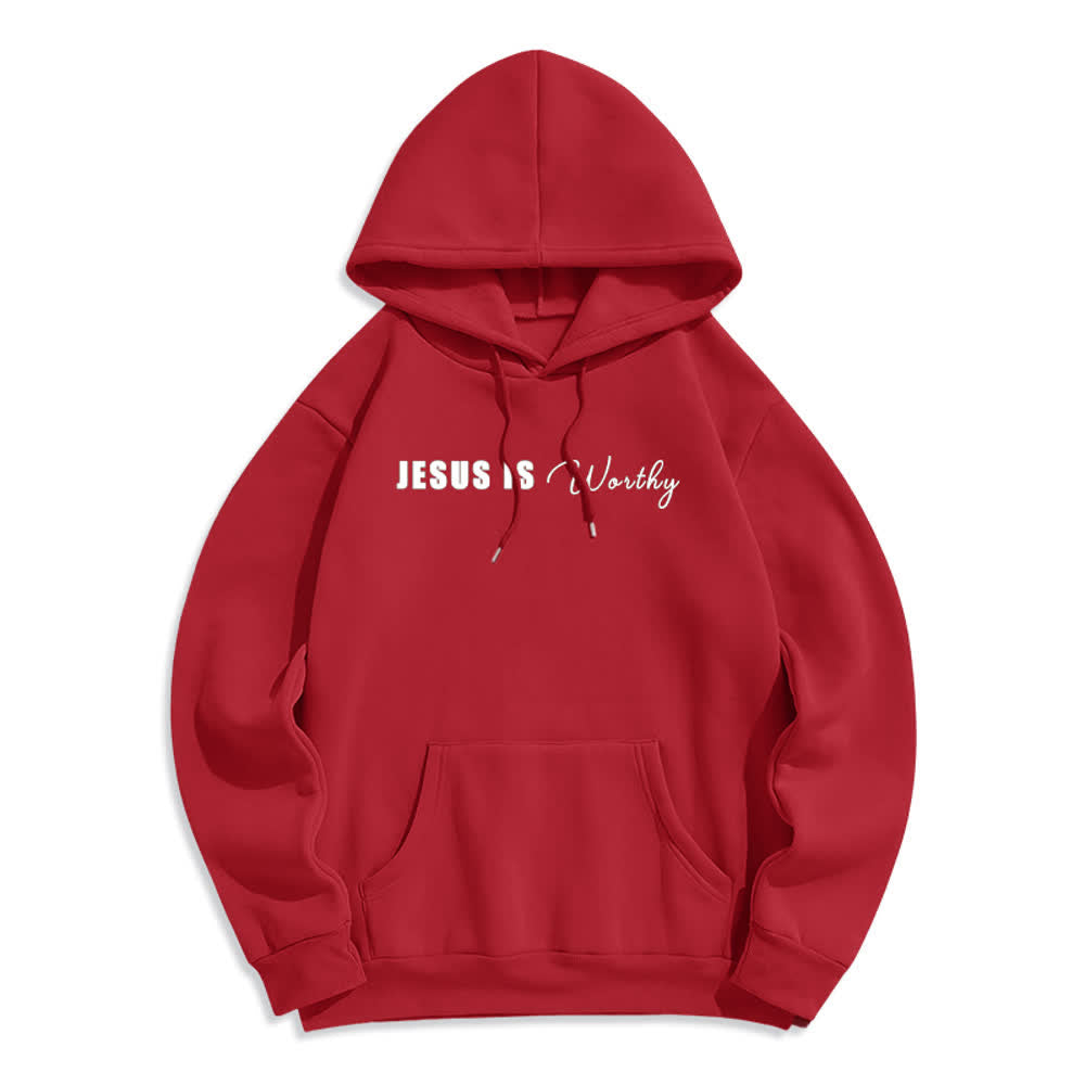 Christianartworkshop Jesus Is Worthy Gold Print Chocolate Brown Pullover Hoodie - image 17