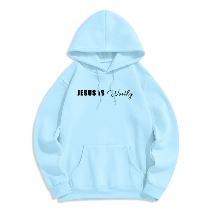 Christianartworkshop Jesus Is Worthy Gold Print Chocolate Brown Pullover Hoodie - image 23