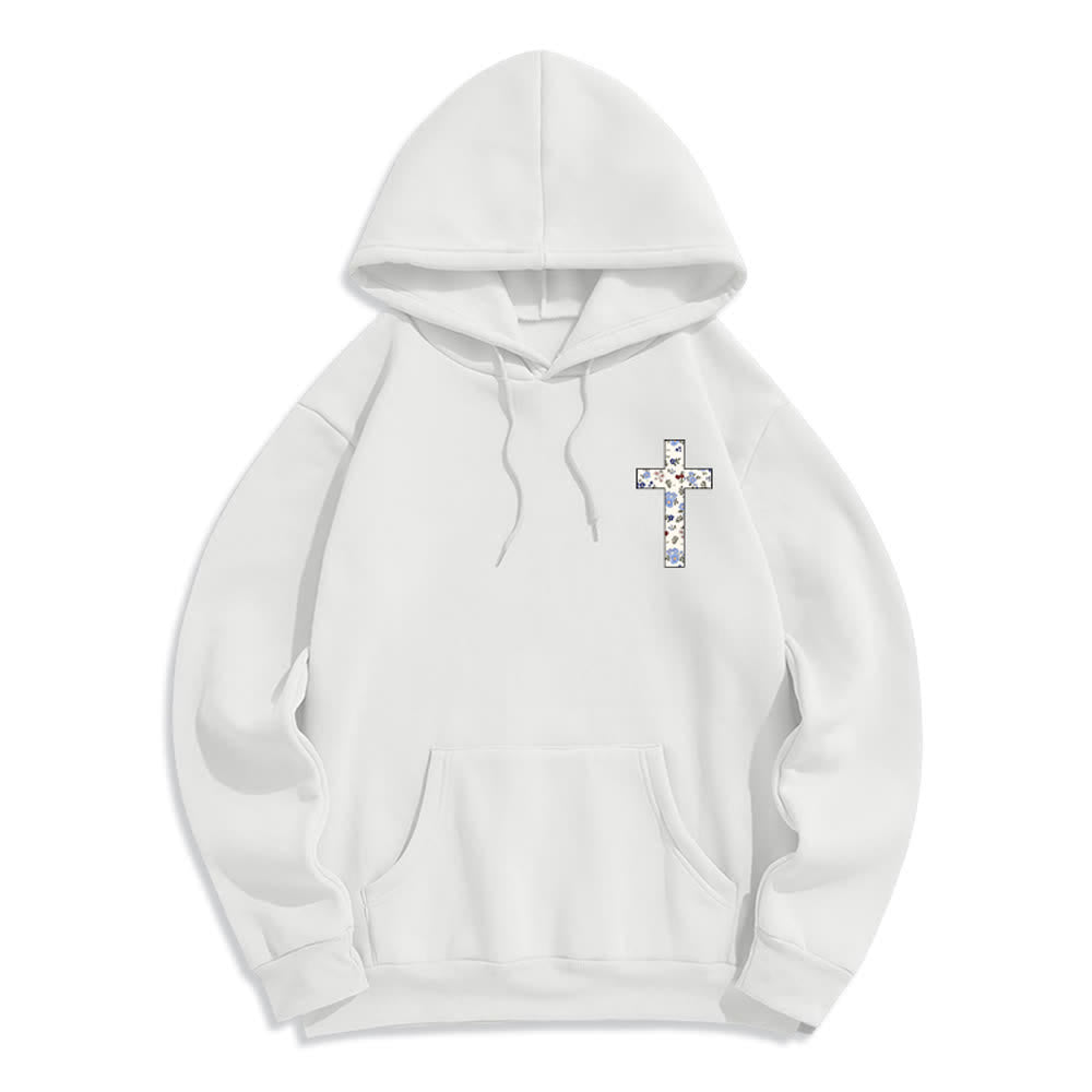 Christianartworkshop Floral Cross Patch Oversized Fleece Lined Hoodie - image 5