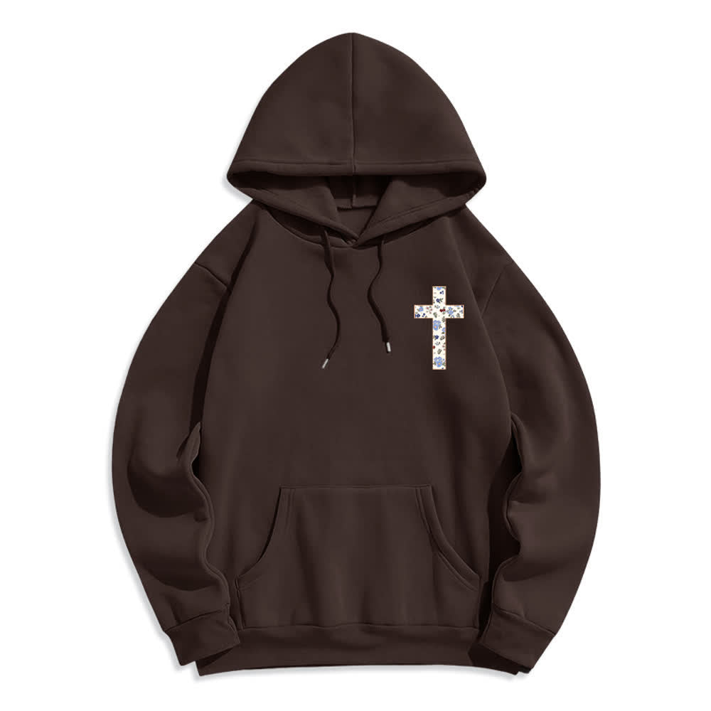 Christianartworkshop Floral Cross Patch Oversized Fleece Lined Hoodie - image 2