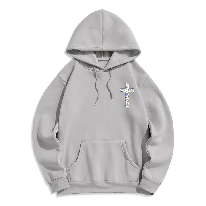 Christianartworkshop Floral Cross Patch Oversized Fleece Lined Hoodie - image 11