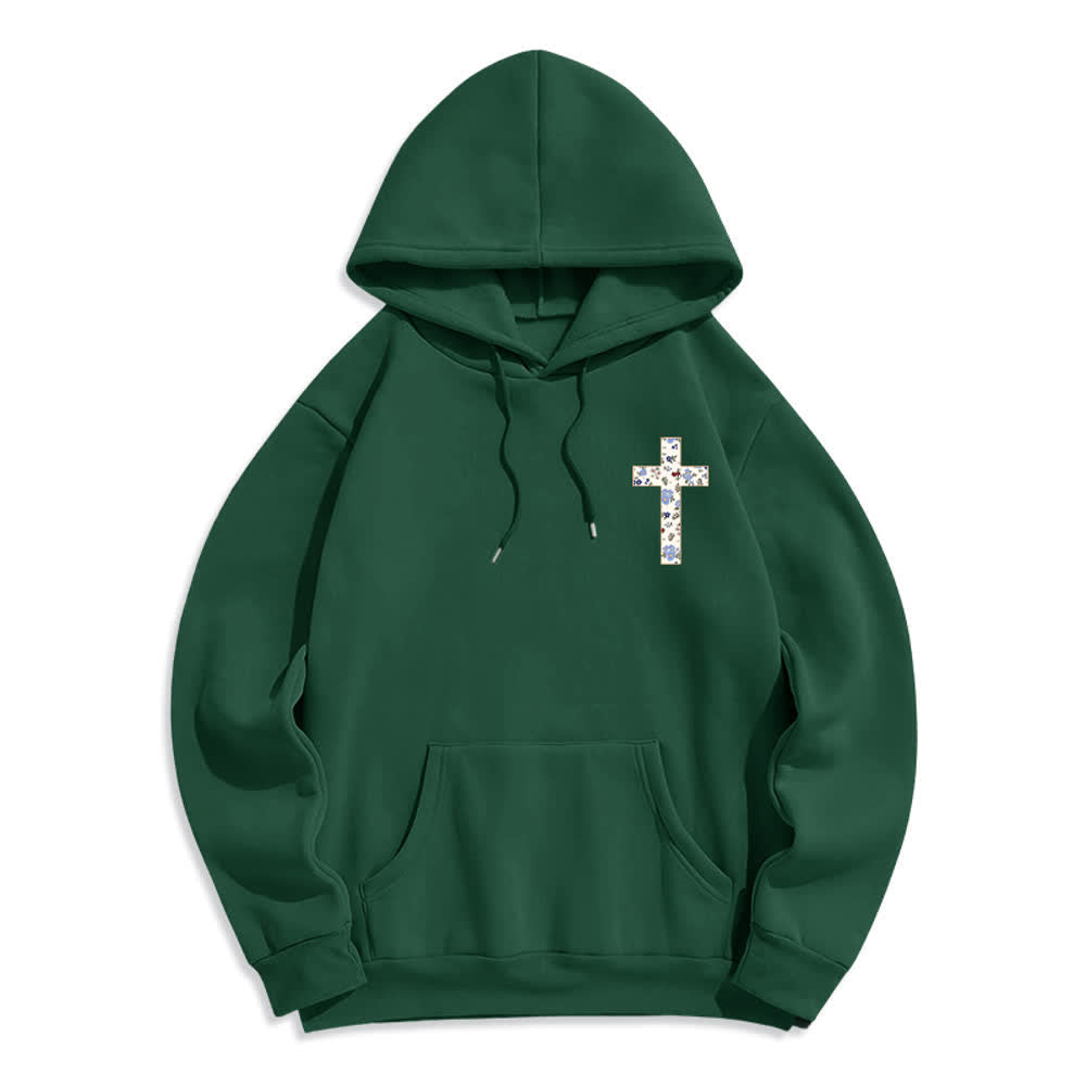 Christianartworkshop Floral Cross Patch Oversized Fleece Lined Hoodie - image 23