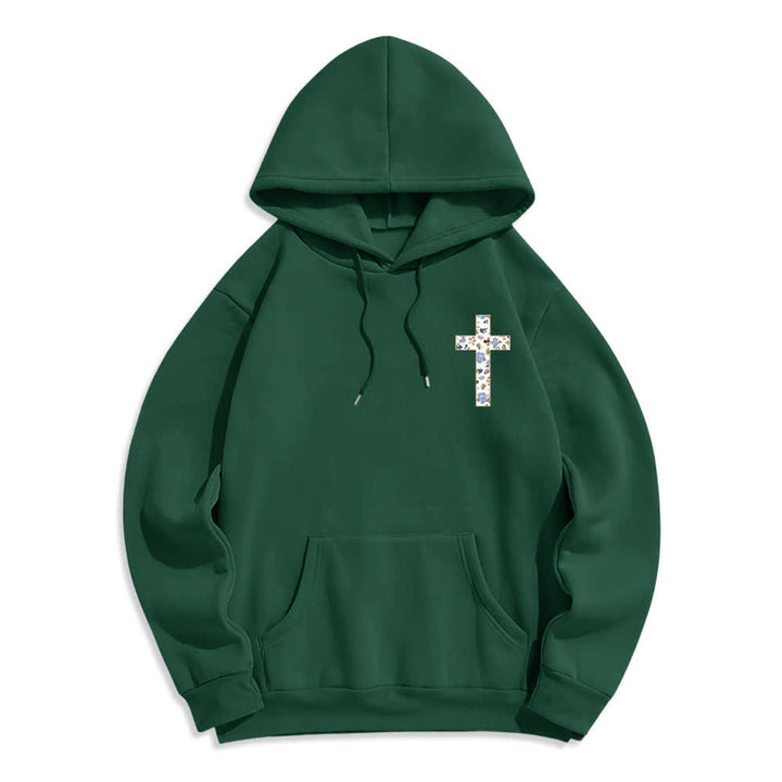 Christianartworkshop Floral Cross Patch Oversized Fleece Lined Hoodie - image 23