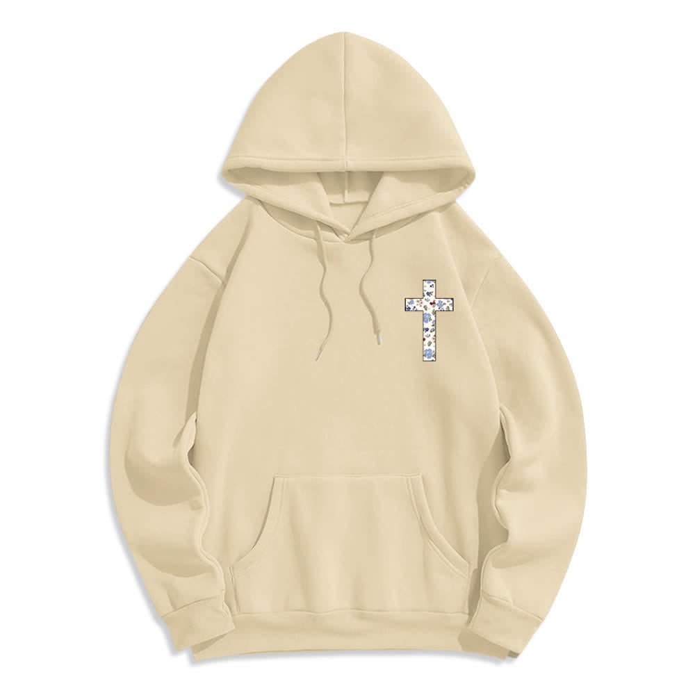 Christianartworkshop Floral Cross Patch Oversized Fleece Lined Hoodie - image 17