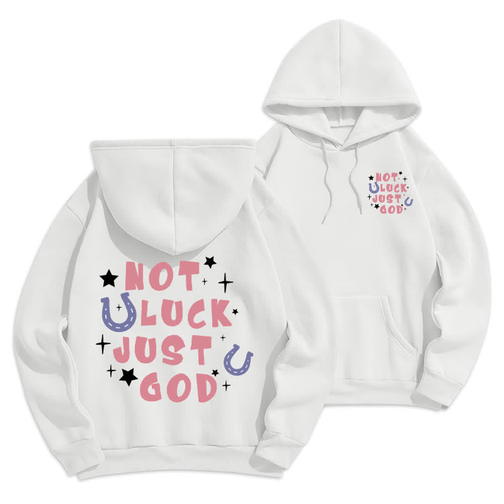 Christianartworkshop Not Luck Just God Fleece Lined Graphic Hoodie - White - 2XL - image 3