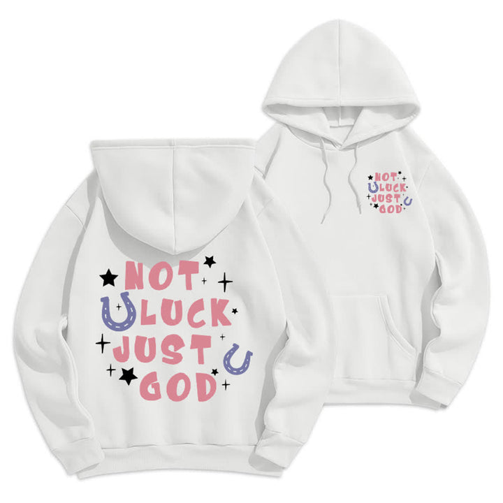 Christianartworkshop Not Luck Just God Fleece Lined Graphic Hoodie - White - 2XL - image 3