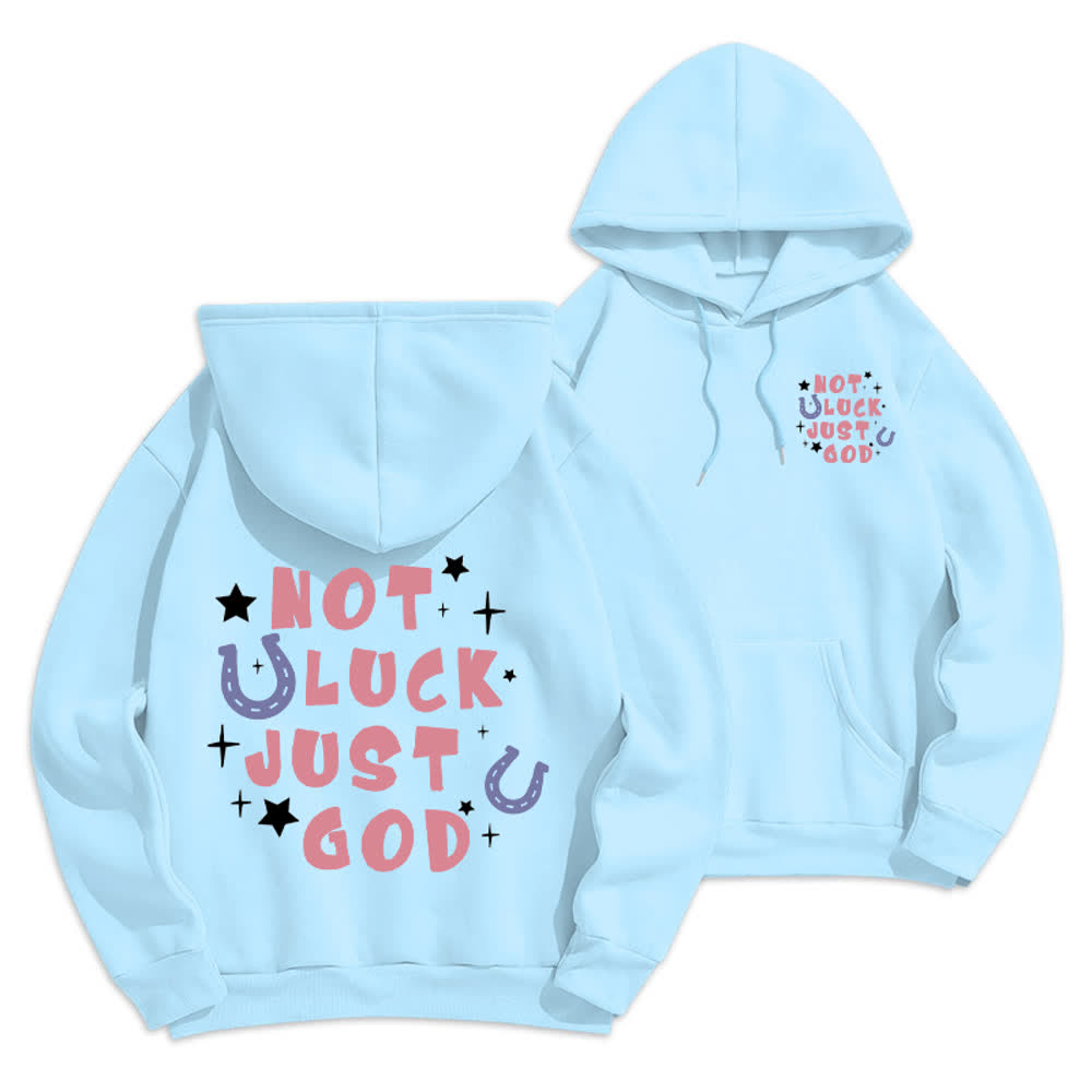 Christianartworkshop Not Luck Just God Fleece Lined Graphic Hoodie - Blue - 2XL - image 0