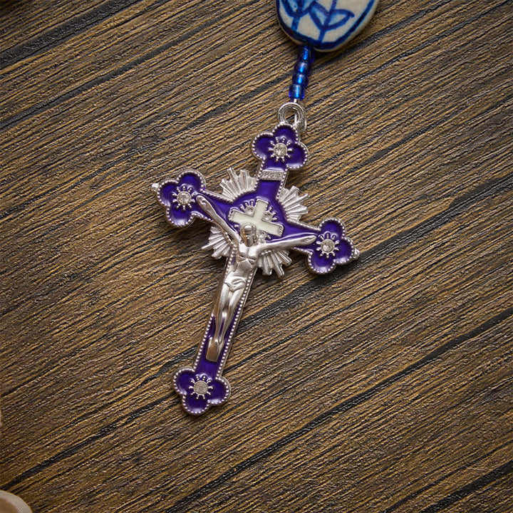 Christianartworkshop Our Lady of Aparecida Blue‑White Porcelain Rosary: Keepsake for Solemn Prayer Observance - image 7